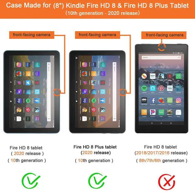 Alt view image 2 of 5 - Dteck for Fire HD 8/Fire HD 8 Plus (10th Generation) Smart Folio Case 2020 Release (8") with Auto Sleep Wake/Stand/Adjustable Viewing Angle/Hand Strap, PU Leather Protective Cute Cover, Stained Glass