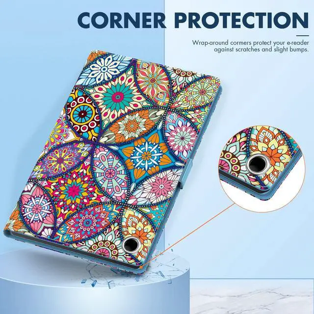 Alt view image 4 of 5 - Dteck for Fire HD 8/Fire HD 8 Plus (10th Generation) Smart Folio Case 2020 Release (8") with Auto Sleep Wake/Stand/Adjustable Viewing Angle/Hand Strap, PU Leather Protective Cute Cover, Stained Glass