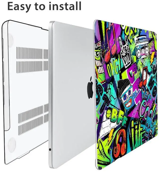 Alt view image 5 of 5 - HOHAIYOO Compatible with MacBook Air 15 inch Case 2025 2024 2023 Release M4 A3241 M3 A3114 M2 A2941 with Liquid Retina Display, Hard Shell+Keyboard Cover+Screen Protector+Webcam Cover, Cool Graffiti
