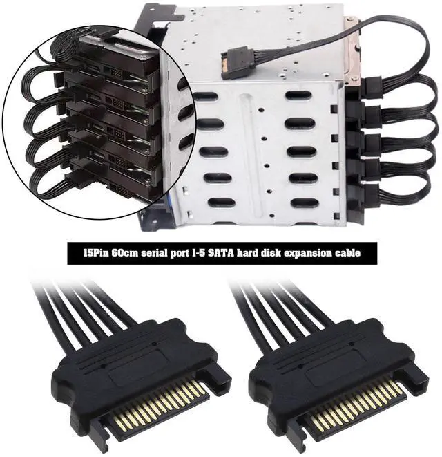 Alt view image 2 of 5 - The Lord of the Tools 2PCS 15 Pin SATA Power Splitter Adapter Cable, 20cm, 15cm x 4, SATA 1 to 5, for Hard Drives/Optical Drives