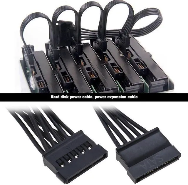 Alt view image 3 of 5 - The Lord of the Tools 2PCS 15 Pin SATA Power Splitter Adapter Cable, 20cm, 15cm x 4, SATA 1 to 5, for Hard Drives/Optical Drives