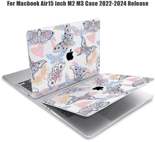 Alt view image 5 of 5 - YSCLBAHUK Compatible with 2025 2024 2023 MacBook Air 15 inch Case M4 A3241 M3 A3114 M2 A2941, Hard Shell Case&Keyboard Cover&Screen Film&Trackpad Film for Mac Air 15.3" Retina Display, Line Butterfly