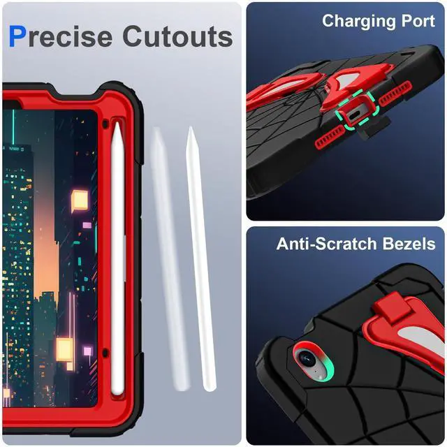 Alt view image 4 of 5 - DreamerX for iPad mini 7 Case (A17 Pro) 2024/iPad Mini 6 Kids Case 2021, iPad mini 7th/6th Generation 8.3-inch Case for Toddlers Children Boys w/Pen Holder Stand Shoulder Strap Drop Protective Cover