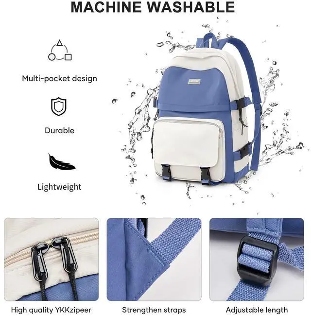 Alt view image 5 of 5 - weradar Cute College Backpack for Women Men,Middle School Backpack For Teen Girls,Waterproof Travel Rucksack Casual Daypack,High School Bag For Boy,Kawaii Students(Blue)