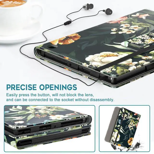 Alt view image 4 of 5 - VORI Case for All-New Amazon Kindle Fire HD 10 Tablet and Fire HD 10 Plus (13th/11th Generation 2023/2021 Release) - Slim Folding Stand Folio Cover with Auto Wake/Sleep & Hand Strap, Blushing Floral