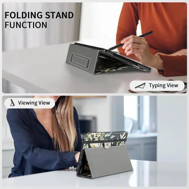 Alt view image 5 of 5 - VORI Case for All-New Amazon Kindle Fire HD 10 Tablet and Fire HD 10 Plus (13th/11th Generation 2023/2021 Release) - Slim Folding Stand Folio Cover with Auto Wake/Sleep & Hand Strap, Blushing Floral