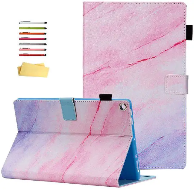 Main image of UUcovers Kindle Fire HD 10 2019/2017 Tablet Case 9th/7th Generation, Smart PU Leather TPU Back Folio Stand Cover with Card Slots Pencil Holder [Auto Wake/Sleep] for Amazon Fire HD 10.1", Pink Marble