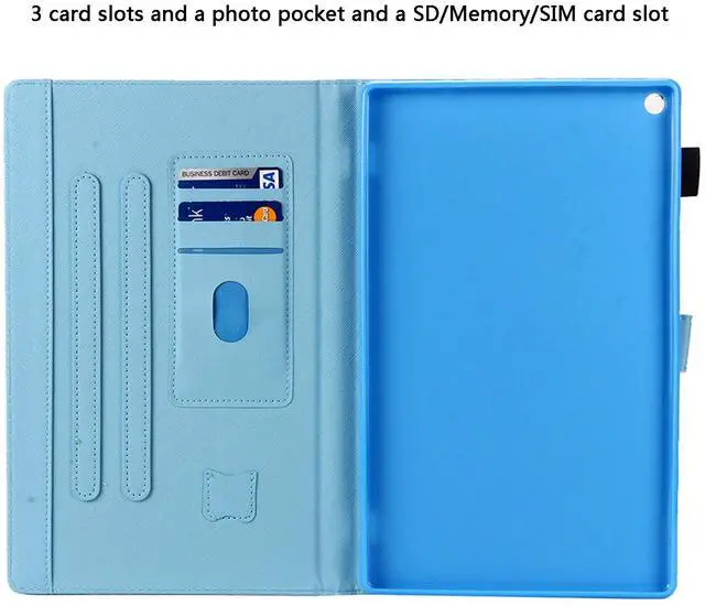 Alt view image 3 of 5 - UUcovers Kindle Fire HD 10 2019/2017 Tablet Case 9th/7th Generation, Smart PU Leather TPU Back Folio Stand Cover with Card Slots Pencil Holder [Auto Wake/Sleep] for Amazon Fire HD 10.1", Pink Marble