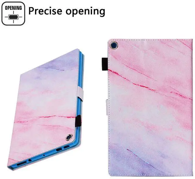 Alt view image 4 of 5 - UUcovers Kindle Fire HD 10 2019/2017 Tablet Case 9th/7th Generation, Smart PU Leather TPU Back Folio Stand Cover with Card Slots Pencil Holder [Auto Wake/Sleep] for Amazon Fire HD 10.1", Pink Marble