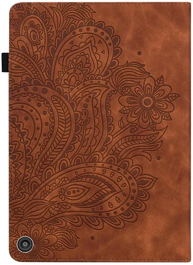 Alt view image 5 of 5 - UUcovers All-New 10.1" Kindle Fire HD 10 Case (Only Compatible with 11th Generation, 2021 Release) and Fire HD 10 Plus with Pencil Holder Folio Stand Embossed PU Leather Cover, Brown Peacock Flower
