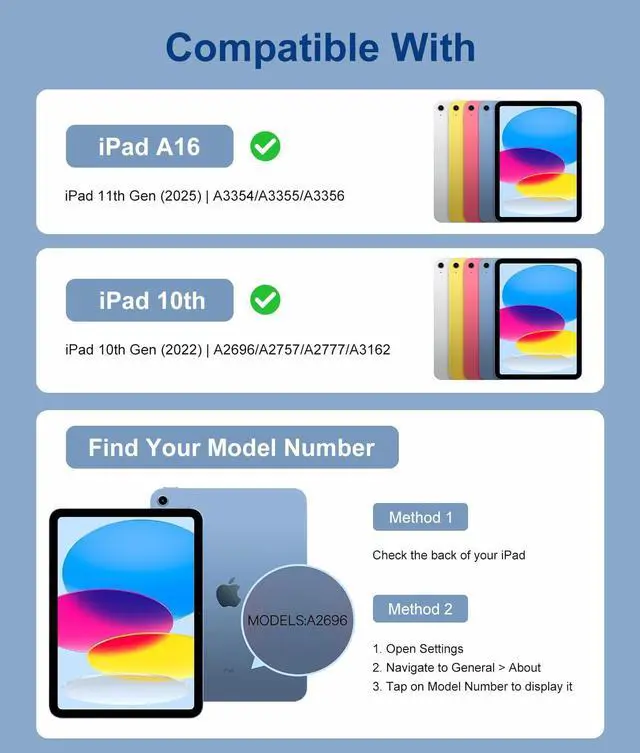 Alt view image 2 of 5 - Beydoa for iPad 10th Generation Case with Keyboard 10.9 Inch 2022/iPad (A16) 11th Gen 11 Inch 2025 - Magnetic Detachable Keyboard, Stain Proof Cover, Smart Folio Case with Pencil Holder - Navy Blue