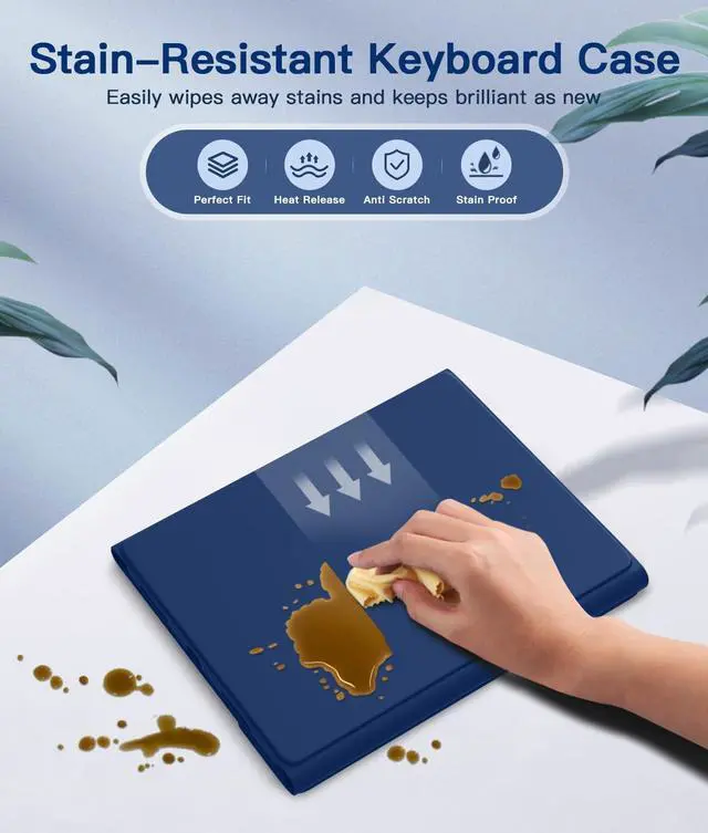 Alt view image 4 of 5 - Beydoa for iPad 10th Generation Case with Keyboard 10.9 Inch 2022/iPad (A16) 11th Gen 11 Inch 2025 - Magnetic Detachable Keyboard, Stain Proof Cover, Smart Folio Case with Pencil Holder - Navy Blue