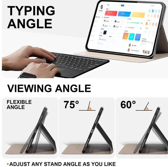 Alt view image 4 of 5 - XFYKJIN Case for iPad Pro 11 Inch 2024 M4 A2836 A2837 A3006,Protective Shockproof Smart Folio Cover Adjustable Stand - Auto Wake/Sleep and Multiple View Angles,Black