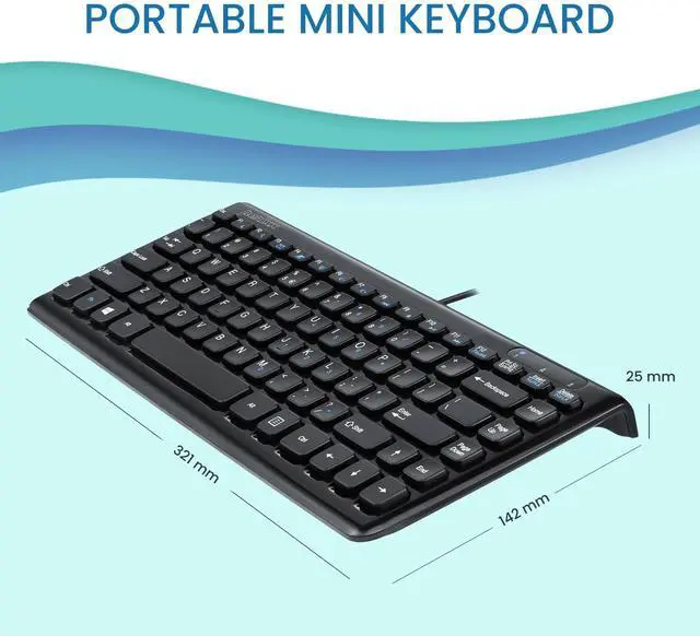 Alt view image 2 of 5 - Perixx PERIBOARD-407B US, Wired USB Mini Keyboard with 11 Hot Keys - Glossy Black - US English Layout