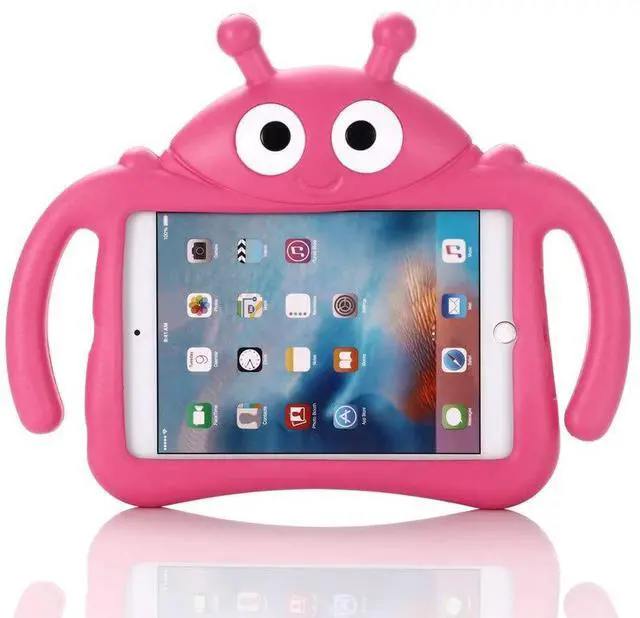 Alt view image 4 of 5 - Tading Kids Case for Apple iPad mini 5/4/3/2/1 7.9 inch Only, Kids Proof Lightweight EVA Foam Stand Cover NOT for mini 6 Nor 7 - Ladybug, Hot Pink