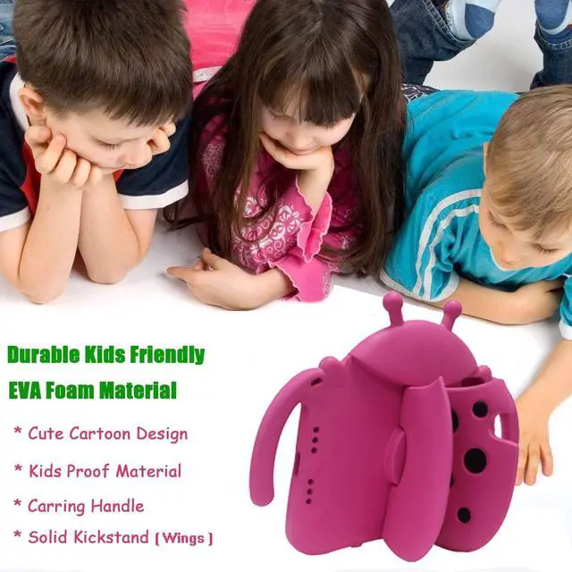 Alt view image 5 of 5 - Tading Kids Case for Apple iPad mini 5/4/3/2/1 7.9 inch Only, Kids Proof Lightweight EVA Foam Stand Cover NOT for mini 6 Nor 7 - Ladybug, Hot Pink