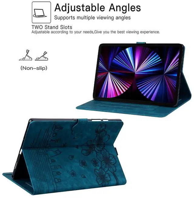 Alt view image 4 of 5 - Dteck Folio Case Cover for 10.1" Fire HD 10 Tablet 9th/7th/5th Generation 2019/2017/2015 Release,Premium PU Leather Smart Stand Shockproof Protective Case with Auto Wake/Sleep for Fire HD 10.1",Blue