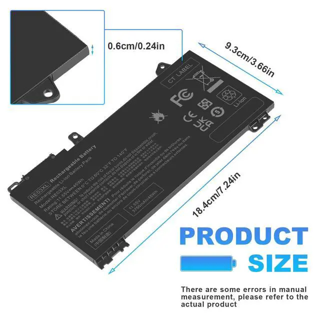 Alt view image 4 of 5 - ASUNCELL RE03XL L32656-005 Laptop Battery Replacement for HP ProBook 450 G6 450 G7 440 G6 430 445 455R G6 430 440 445 G7 Serie for hp probook 450 g6 Battery 11.55v 45wh