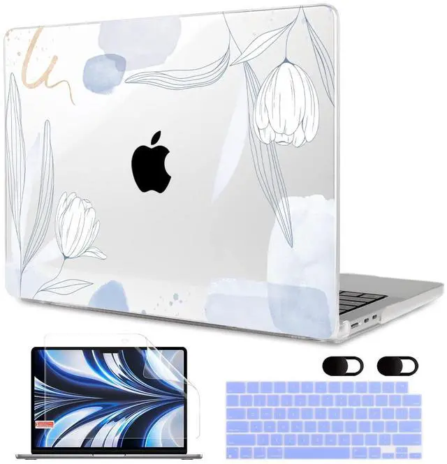 Main image of MEEgoodo Case for MacBook Air M4/M3/M2 13.6 inch 2025 2024 2022, Fit Model A3240 A3113 A2681, Compatible with MacBook Air 13 inch, Laptop Hard Shell Case with Keyboard Cover, Floral 33