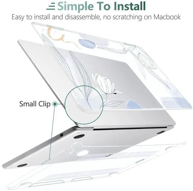 Alt view image 5 of 5 - MEEgoodo Case for MacBook Air M4/M3/M2 13.6 inch 2025 2024 2022, Fit Model A3240 A3113 A2681, Compatible with MacBook Air 13 inch, Laptop Hard Shell Case with Keyboard Cover, Floral 33