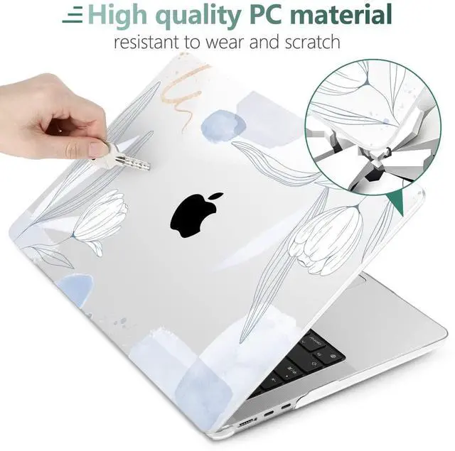 Alt view image 4 of 5 - MEEgoodo Case for MacBook Air M4/M3/M2 13.6 inch 2025 2024 2022, Fit Model A3240 A3113 A2681, Compatible with MacBook Air 13 inch, Laptop Hard Shell Case with Keyboard Cover, Floral 33