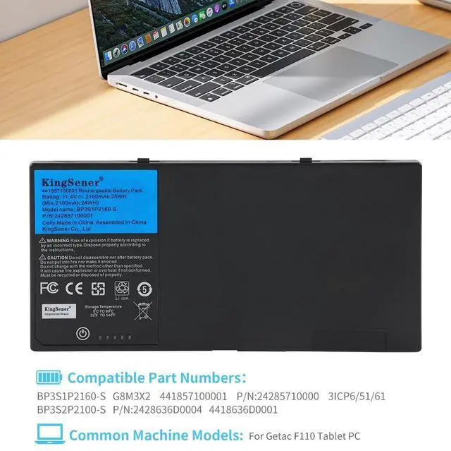 Alt view image 2 of 5 - KingSener BP3S1P2160-S Battery for GETAC F110 Tablet BP3S1P2160 BP3S1P2160-S Bateria 11.4V 2160mAh 24WH