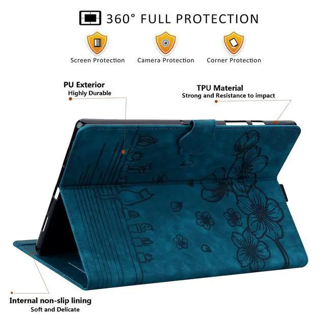 Alt view image 2 of 5 - Dteck Folio Case Cover for 10.1" Fire HD 10 Tablet 9th/7th/5th Generation 2019/2017/2015 Release,Premium PU Leather Smart Stand Shockproof Protective Case with Auto Wake/Sleep for Fire HD 10.1",Blue
