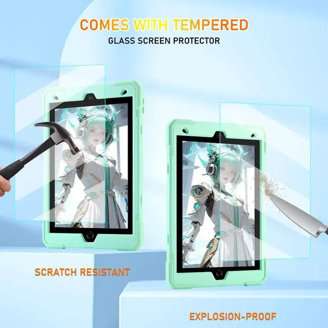 Alt view image 4 of 5 - for iPad 9th/8th/7th Generation Case, iPad 10.2 Case 2021/2020/2019, Rugged Heavy Duty Shockproof Protective Kids Case with Screen Protector/360° Rotating Folding Stand/Pencil Holder/Shoulder Strap
