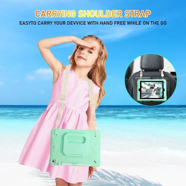 Alt view image 5 of 5 - for iPad 9th/8th/7th Generation Case, iPad 10.2 Case 2021/2020/2019, Rugged Heavy Duty Shockproof Protective Kids Case with Screen Protector/360° Rotating Folding Stand/Pencil Holder/Shoulder Strap