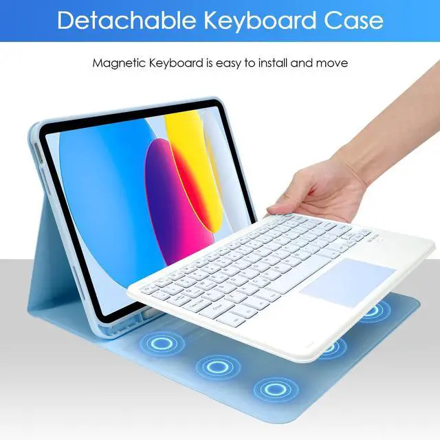 Alt view image 5 of 5 - Nsyee Keyboard Case for iPad 10th Generation 10.9 inch 2022 and iPad 11th Generation A16 11 inch 2025, Detachable Bluetooth Keyboard Case with Pencil Holder and Trackpad for ipad 10th/11th Gen