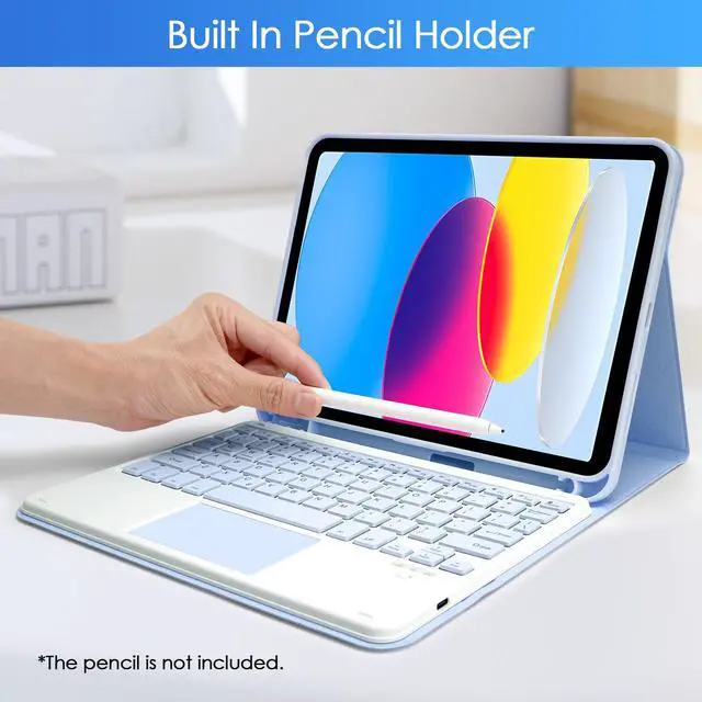Alt view image 3 of 5 - Nsyee Keyboard Case for iPad 10th Generation 10.9 inch 2022 and iPad 11th Generation A16 11 inch 2025, Detachable Bluetooth Keyboard Case with Pencil Holder and Trackpad for ipad 10th/11th Gen