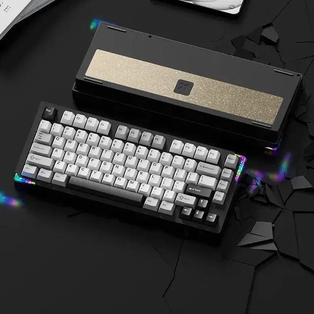 Alt view image 2 of 5 - Glacier Weikav Stars75s, Wireless/Wired, Detachable USB-C, Hot Swappable, CNC Aluminum Case, RGB Lighting, Pre-Built Mechanical Keyboard (Black Anodizing, Standard Cable)