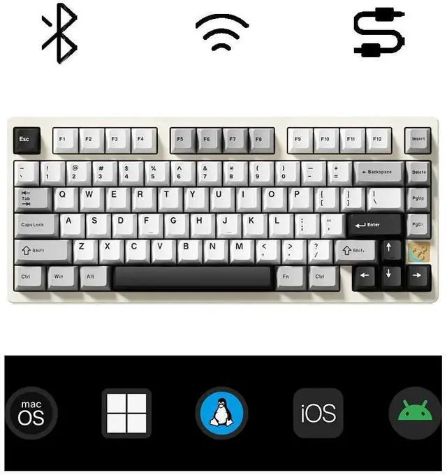 Alt view image 4 of 5 - Glacier Weikav Stars75s, Wireless/Wired, Detachable USB-C, Hot Swappable, CNC Aluminum Case, RGB Lighting, Pre-Built Mechanical Keyboard (Black Anodizing, Standard Cable)