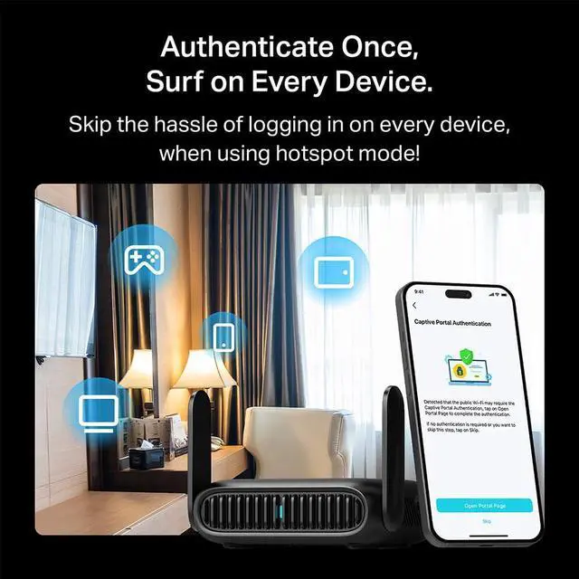 Alt view image 5 of 5 - TP-Link BE3600 Wi-Fi 7 Portable Travel Router TL-WR3602BE | Dual-Band, 2.5 Gig Port, USB 3.0 | Multi-Modes in One | OpenVPN, WireGuard® | Public WiFi Sharing for Hotel/Cruise/RV/Plane | No 6 GHz