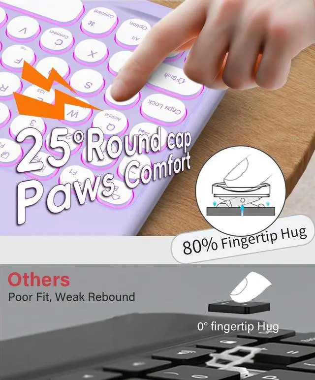 Alt view image 3 of 5 - JKSML for iPad (A16) 11th/10th Gen case with Keyboard, Round Key, 7 Color Backlit, Detachable Wireless Keyboard, Stand Folio Cover with Side Pen Holder for iPad 10.9" (2022)/ 11" (2025) - Purple