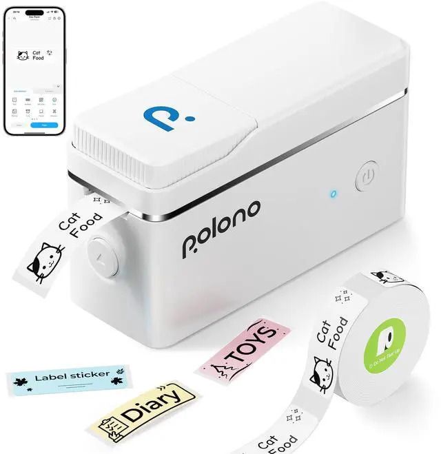 Main image of POLONO Label Maker Machine with Tape, P31S Bluetooth Label Printer, Mini Label Maker with Multiple Templates for School Office Home Organization, Wireless Portable Thermal Printer for Storage, White