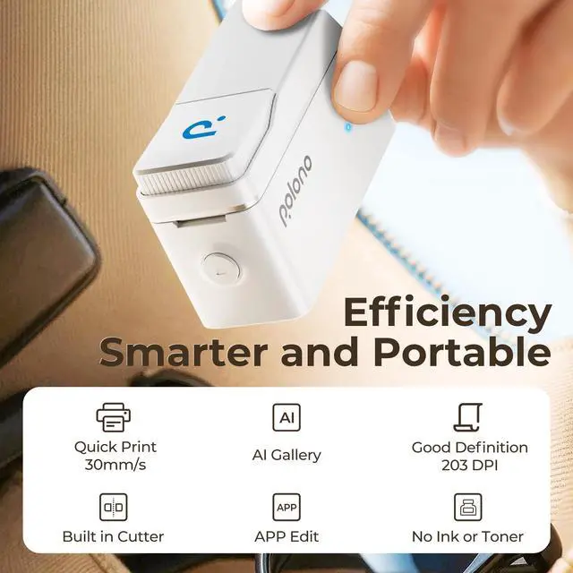 Alt view image 3 of 5 - POLONO Label Maker Machine with Tape, P31S Bluetooth Label Printer, Mini Label Maker with Multiple Templates for School Office Home Organization, Wireless Portable Thermal Printer for Storage, White