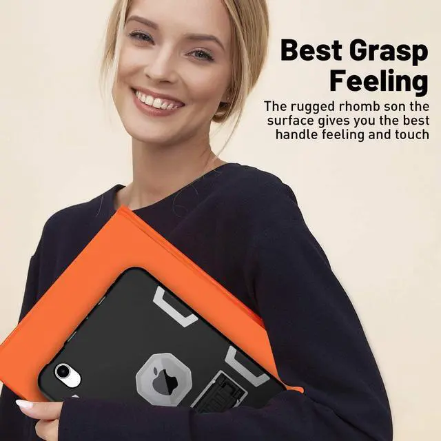 Alt view image 2 of 5 - AICase iPad Mini 6 (2021) with Screen Protector, Kickstand Shockproof Heavy Duty Resistant Rugged Hybrid Three Layer Full Body Protection Case with Stylus (Black/Grey)