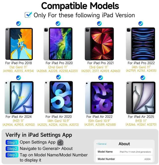 Alt view image 2 of 5 - accrosoo Keyboard Case for iPad Air 11" (M3 2025 / M2 2024) 360° Rotatable & Detachable Magnetic Full Protect Case, with Trackpad for Pro 11" (1st/2nd/3rd/4th) & 10.9" Air 5th/4th,Backlits,Black