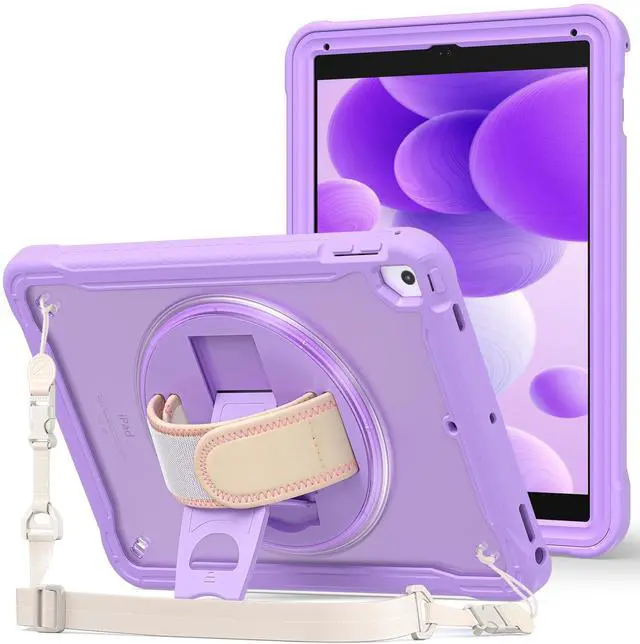 Main image of ProCase Rugged Case for iPad 9.7 Inch 5th 6th Gen/iPad Air 2 / iPad Pro 9.7 Case, Heavy Duty Shockproof Rugged Cover with Hand Strap 360 Degree Rotatable Kickstand Protective for iPad 9.7" -Purple