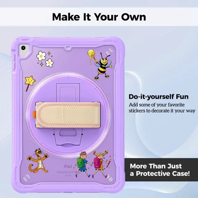 Alt view image 3 of 5 - ProCase Rugged Case for iPad 9.7 Inch 5th 6th Gen/iPad Air 2 / iPad Pro 9.7 Case, Heavy Duty Shockproof Rugged Cover with Hand Strap 360 Degree Rotatable Kickstand Protective for iPad 9.7" -Purple