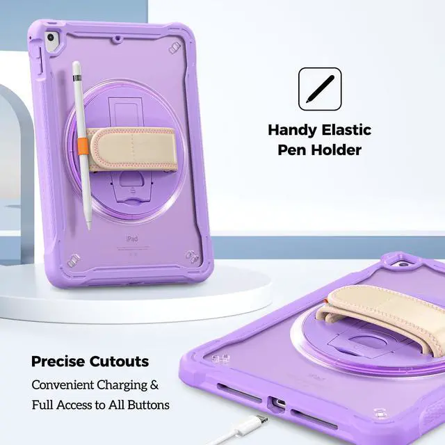 Alt view image 4 of 5 - ProCase Rugged Case for iPad 9.7 Inch 5th 6th Gen/iPad Air 2 / iPad Pro 9.7 Case, Heavy Duty Shockproof Rugged Cover with Hand Strap 360 Degree Rotatable Kickstand Protective for iPad 9.7" -Purple