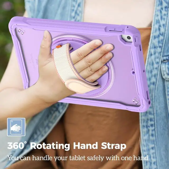 Alt view image 5 of 5 - ProCase Rugged Case for iPad 9.7 Inch 5th 6th Gen/iPad Air 2 / iPad Pro 9.7 Case, Heavy Duty Shockproof Rugged Cover with Hand Strap 360 Degree Rotatable Kickstand Protective for iPad 9.7" -Purple