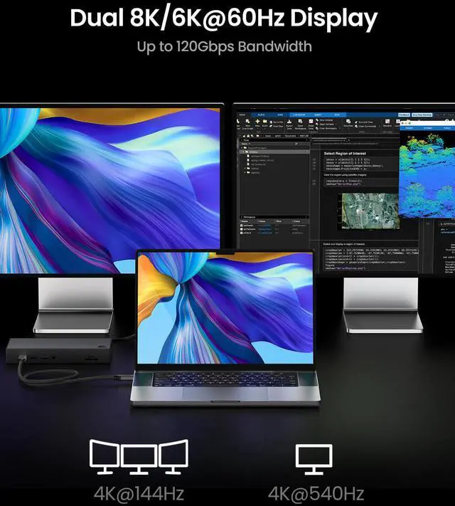 Alt view image 3 of 5 - Silkland 80Gbps USB 4 for Thunderbolt 5 Cable 1.6FT, up to 120Gbps Bandwidth for Dual 8K, 240W PD 3.1 Charging, Braided USB C Data Cable Compatible for Thunderbolt 4/5, SSD, MacBook Pro,iPhone 17,Dock