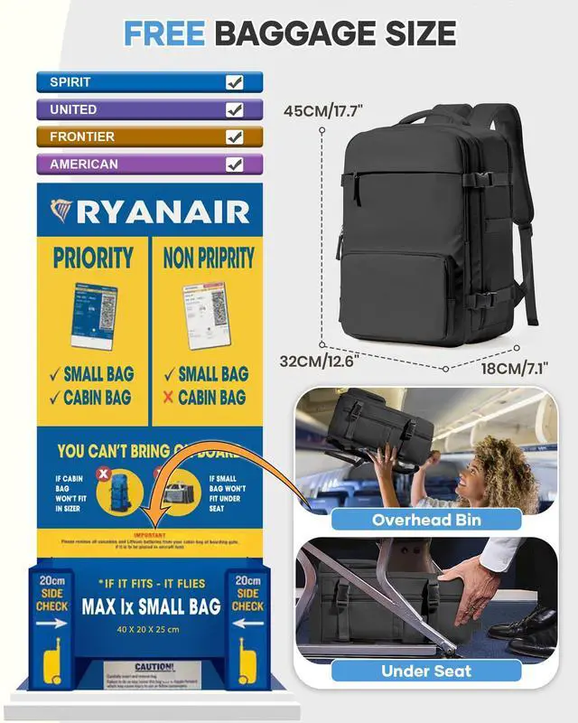 Alt view image 2 of 5 - VENATIN Vacuum Backpack Travel, Vacpack Backpack with Vacuum 18×14×8 Personal Item Travel Bag, Mochila Compression al vacio, Carry on Flight Approved Laptop Bag Black(With Air Pump)