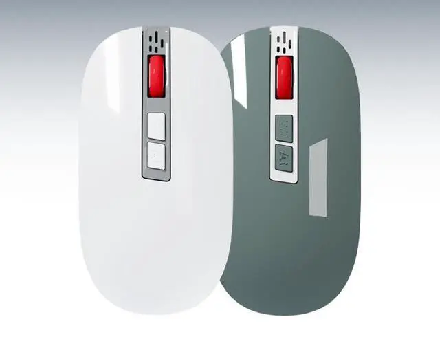 Alt view image 3 of 5 - YOWOCHUNG Series MW-05 Wireless 2.4G+Bluetooth Connection Rechargeable Silent Slim Dual Voice Typing AI Smart Mouse for Laptop/iPad Tablet/Apple Mac Book/PC (Grey)