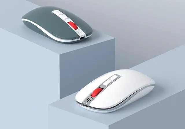 Alt view image 4 of 5 - YOWOCHUNG Series MW-05 Wireless 2.4G+Bluetooth Connection Rechargeable Silent Slim Dual Voice Typing AI Smart Mouse for Laptop/iPad Tablet/Apple Mac Book/PC (Grey)