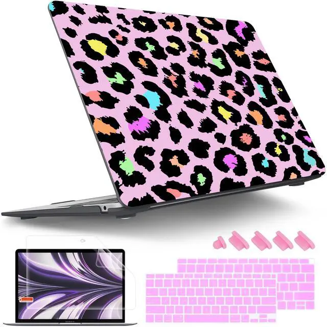 Main image of Tuiklol Compatible with MacBook Air 13 inch Case 2021 2020 2019 2018 Release A2337 M1 A2179 A1932, Print Hard Shell Case with Keyboard Cover for MacBook Air 13 Retina with Touch ID, Wild leopard color
