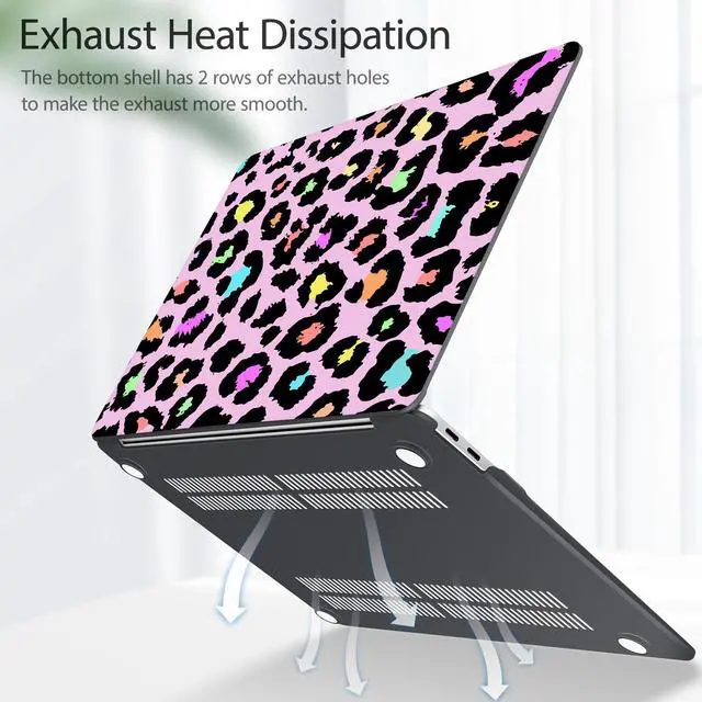 Alt view image 4 of 5 - Tuiklol Compatible with MacBook Air 13 inch Case 2021 2020 2019 2018 Release A2337 M1 A2179 A1932, Print Hard Shell Case with Keyboard Cover for MacBook Air 13 Retina with Touch ID, Wild leopard color