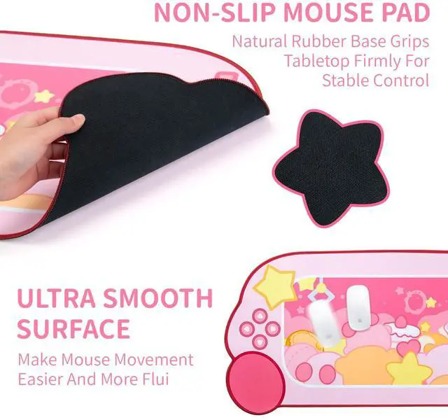 Alt view image 3 of 5 - WISHAVEN Star Claw Machine Mouse Pad - Kawaii Keyboard Gaming PC Laptop Mat, Large Non-Slip Rubber Base Desk Mat for Keyboard and Mouse Desk Blotter Protector (Star Claw Machine)